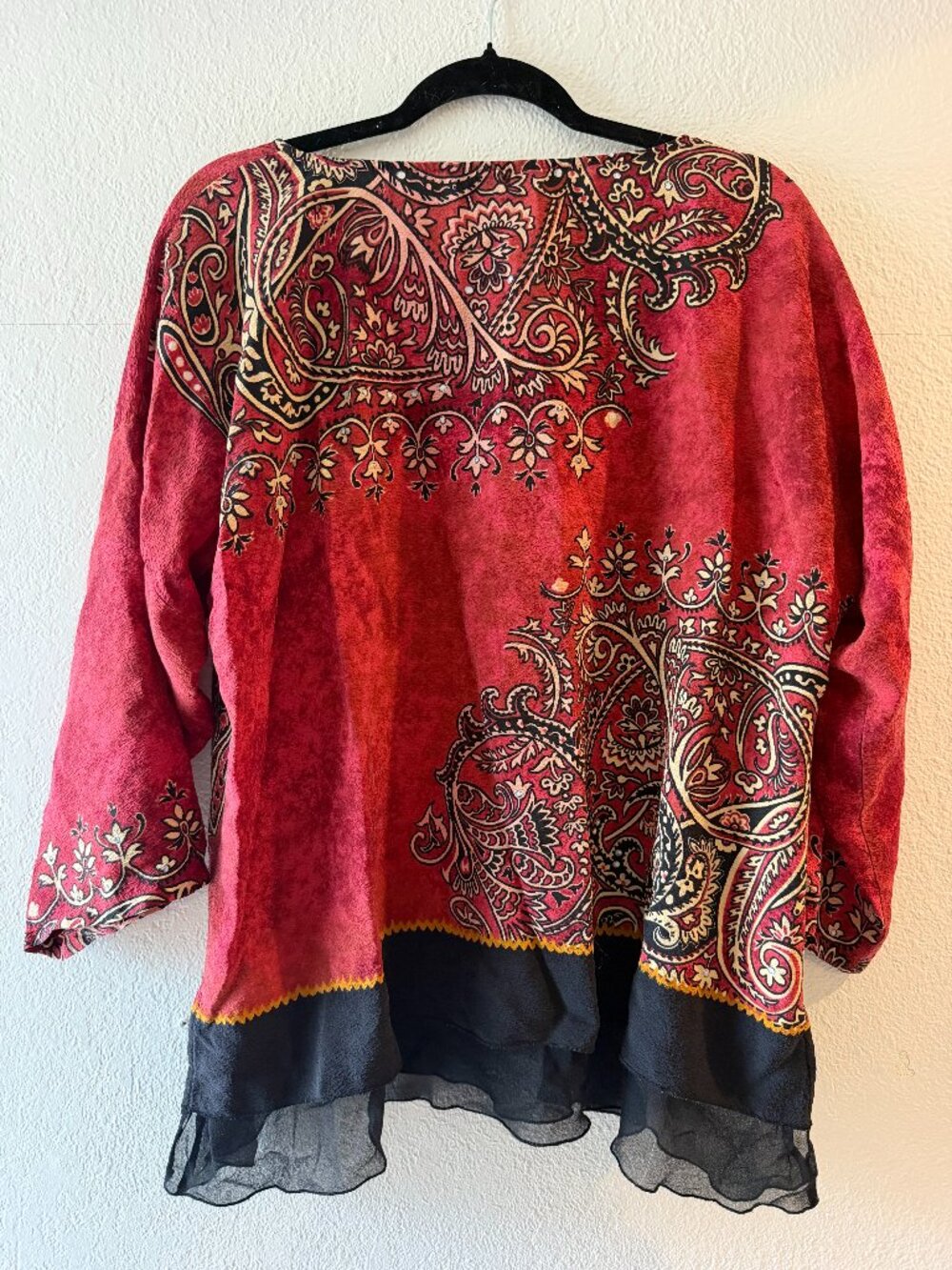 Vintage Citron Santa Monica 100% Silk Boho Blouse Large - Picture 2 of 6
